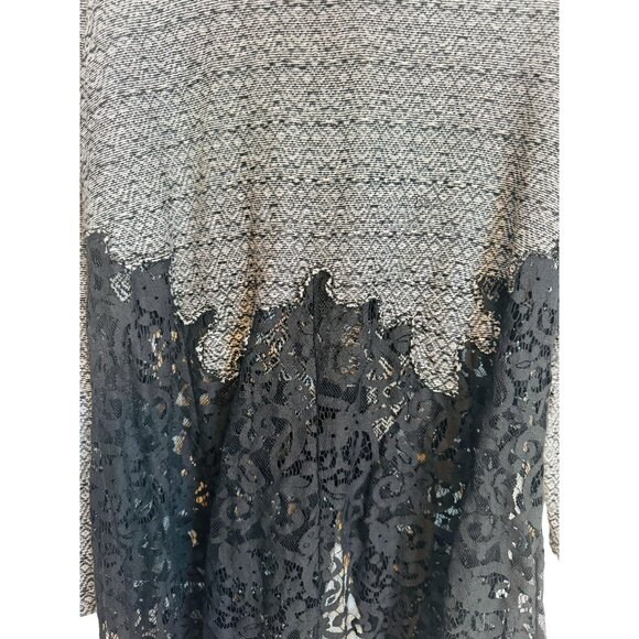 Zozo Medium Black Gray Black Lace Trimmed Knit Cardigan Tweed - Picture 9 of 9